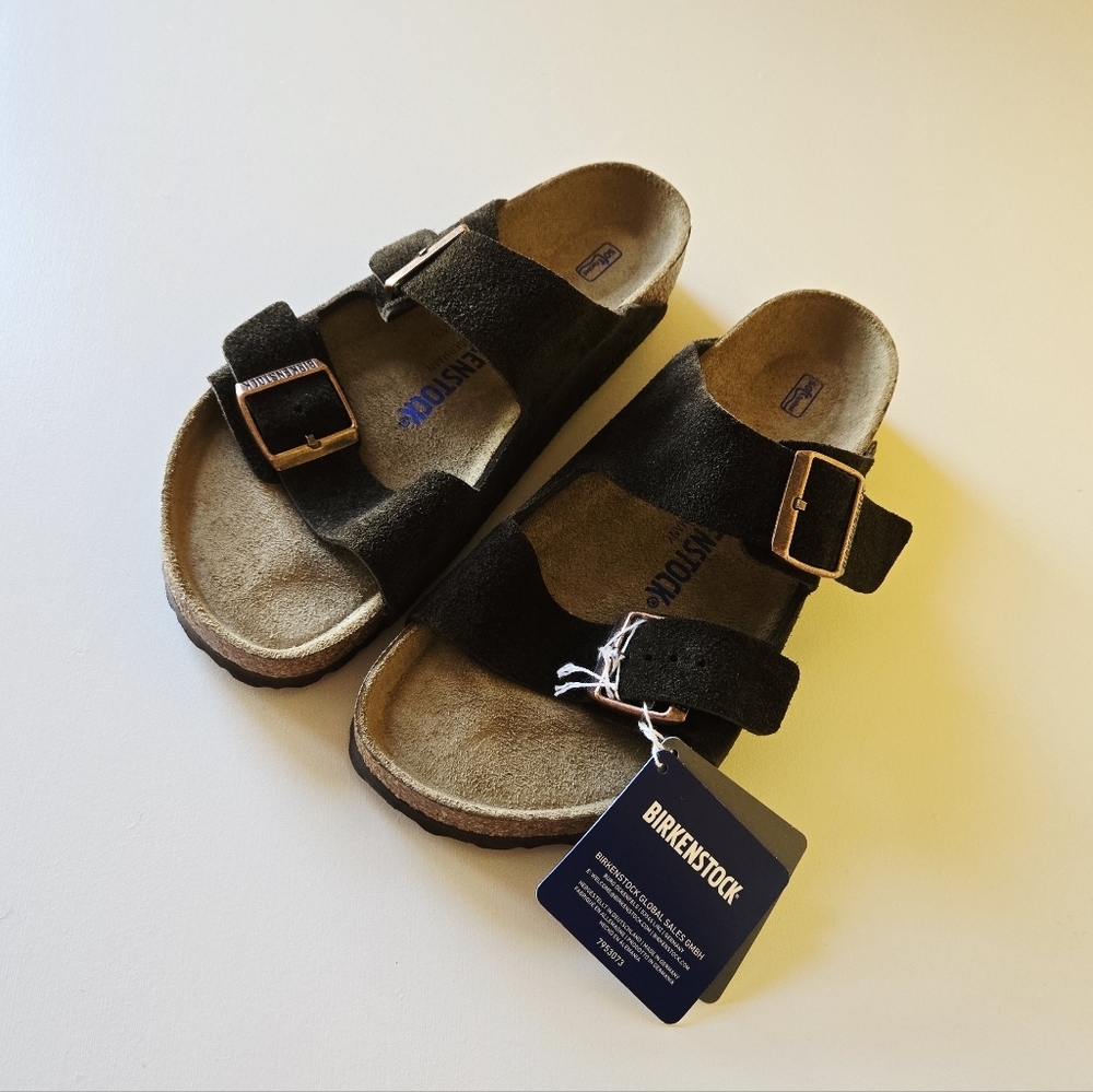 Birkenstock Arizona Mocha Suede Leather Soft Footbed Women's Casual Sandals Sz 8 - Picture 3 of 12